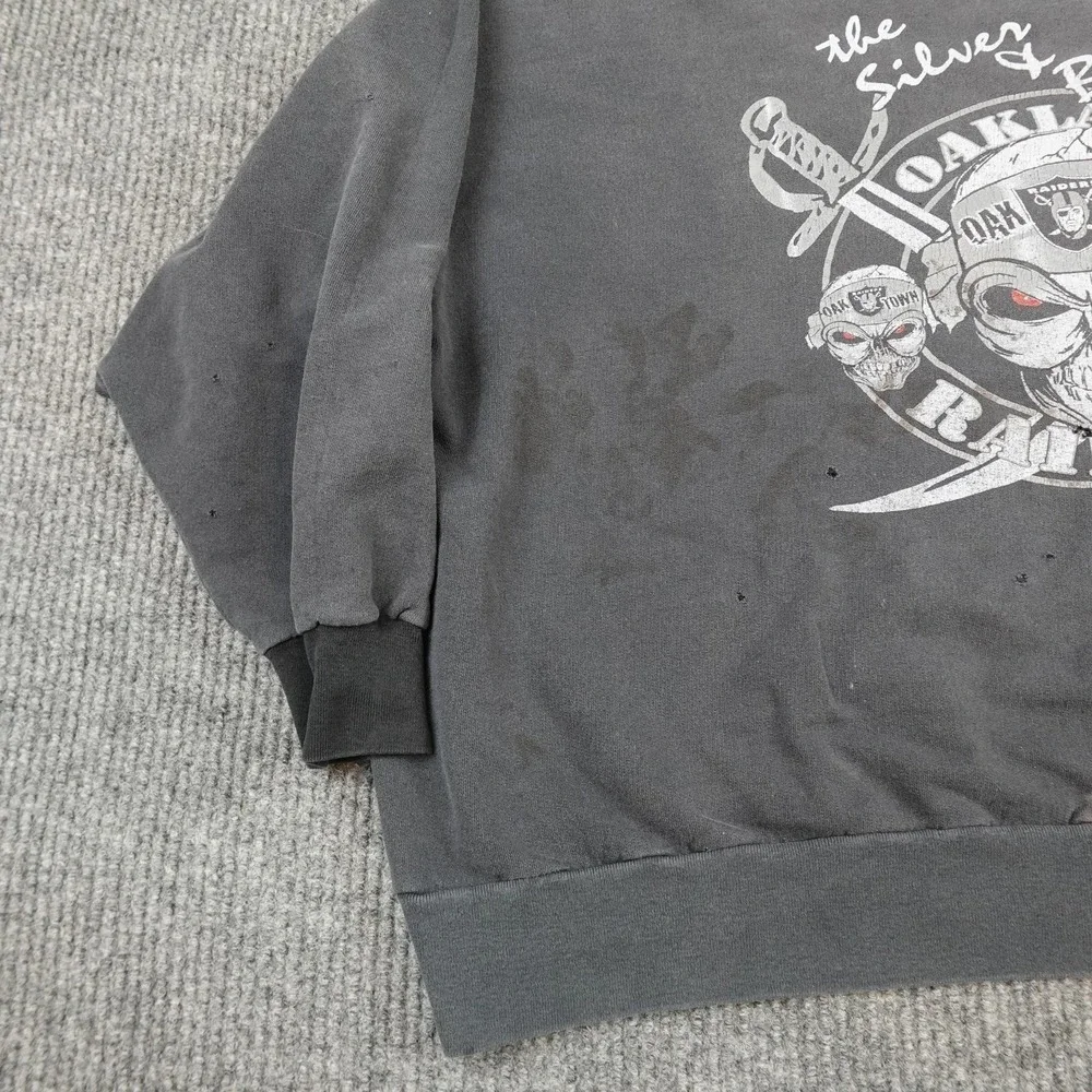 Vintage Oakland Raiders Sweatshirt Mens 3XL Black NFL Mickey Unlimited 90s - Picture 3 of 14
